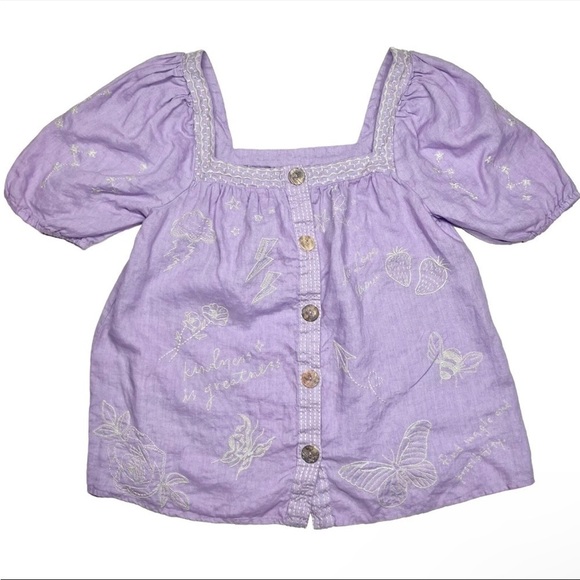 Johnny Was Sovanna Wander top linen lilac - Picture 5 of 13
